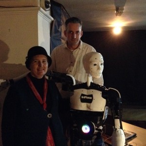 Cat Randle, Ben Johnson and Ozymandias the robot